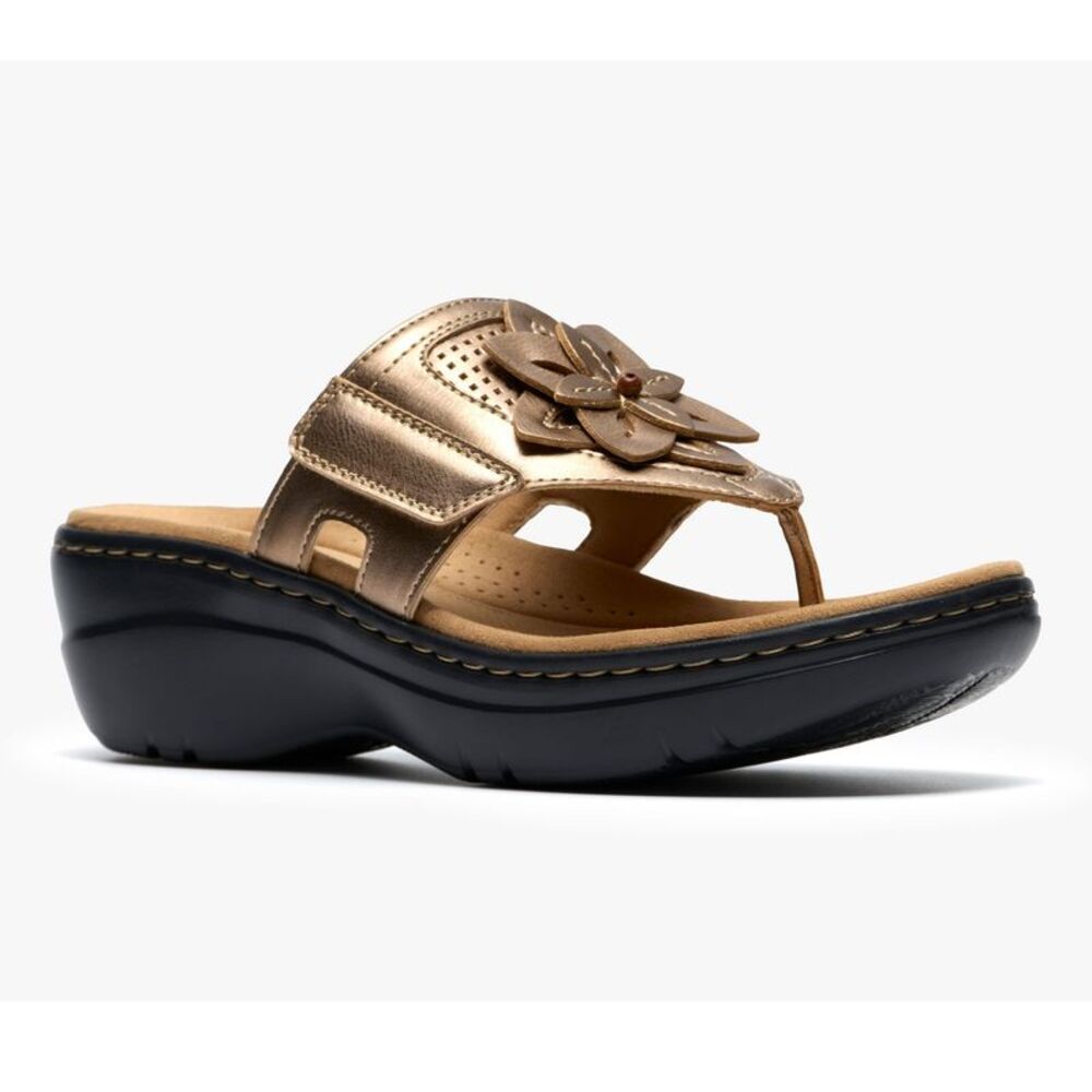 Clarks Footwear Women's Sz 6 Collection Leather Thong Multi-colored